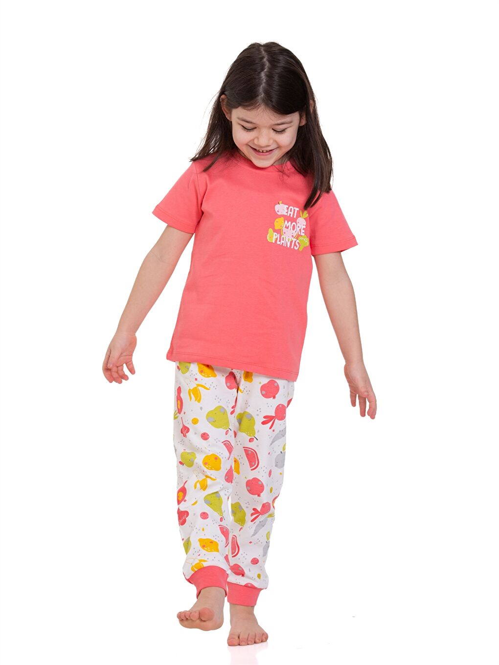 Myhanne Nar Çiçeği Bisiklet Yaka Baskılı Kız Bebek Pijama Takım - 3