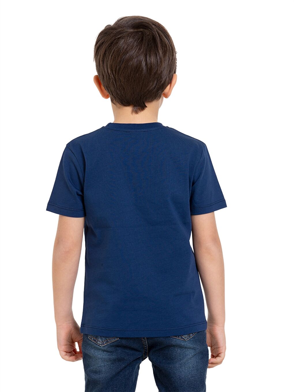 Lacivert Bisiklet Yaka Erkek Çocuk Tişört-3