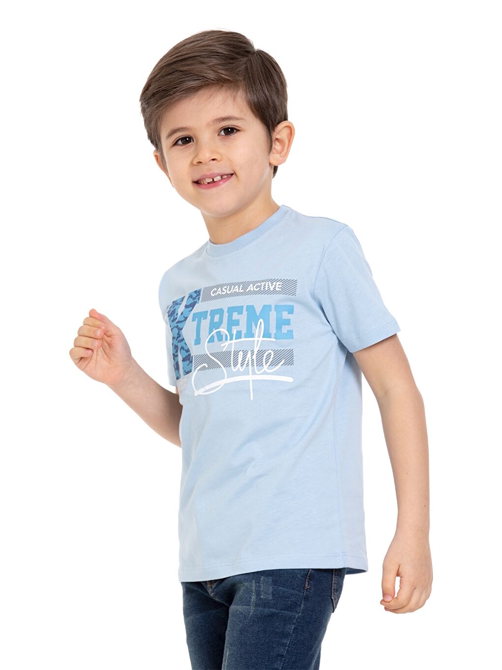 Mavi Bisiklet Yaka Kısa Kollu Erkek Çocuk Tişört