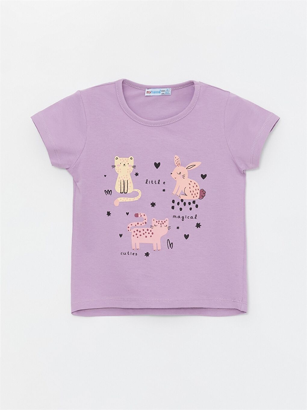 Lila Bisiklet Yaka Baskılı Kız Bebek Tişört