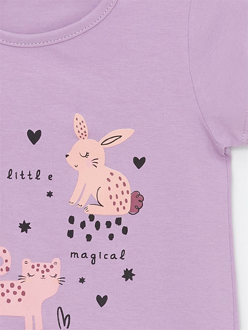 Lila Bisiklet Yaka Baskılı Kız Bebek Tişört-1