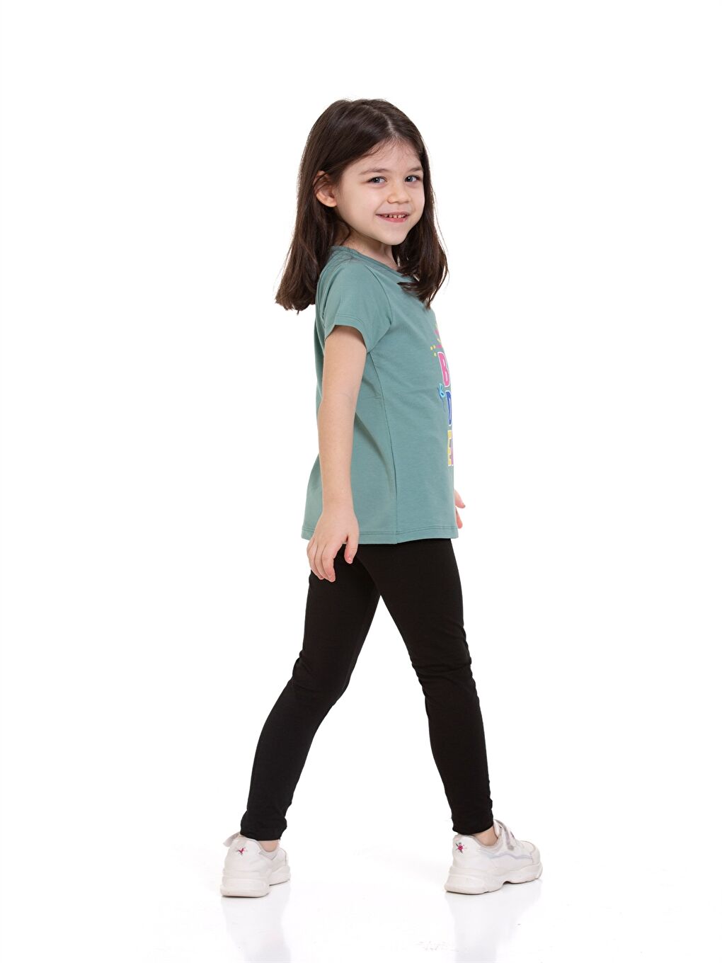 Yeşil Bisiklet Yaka Baskılı Kız Bebek Tişört-2