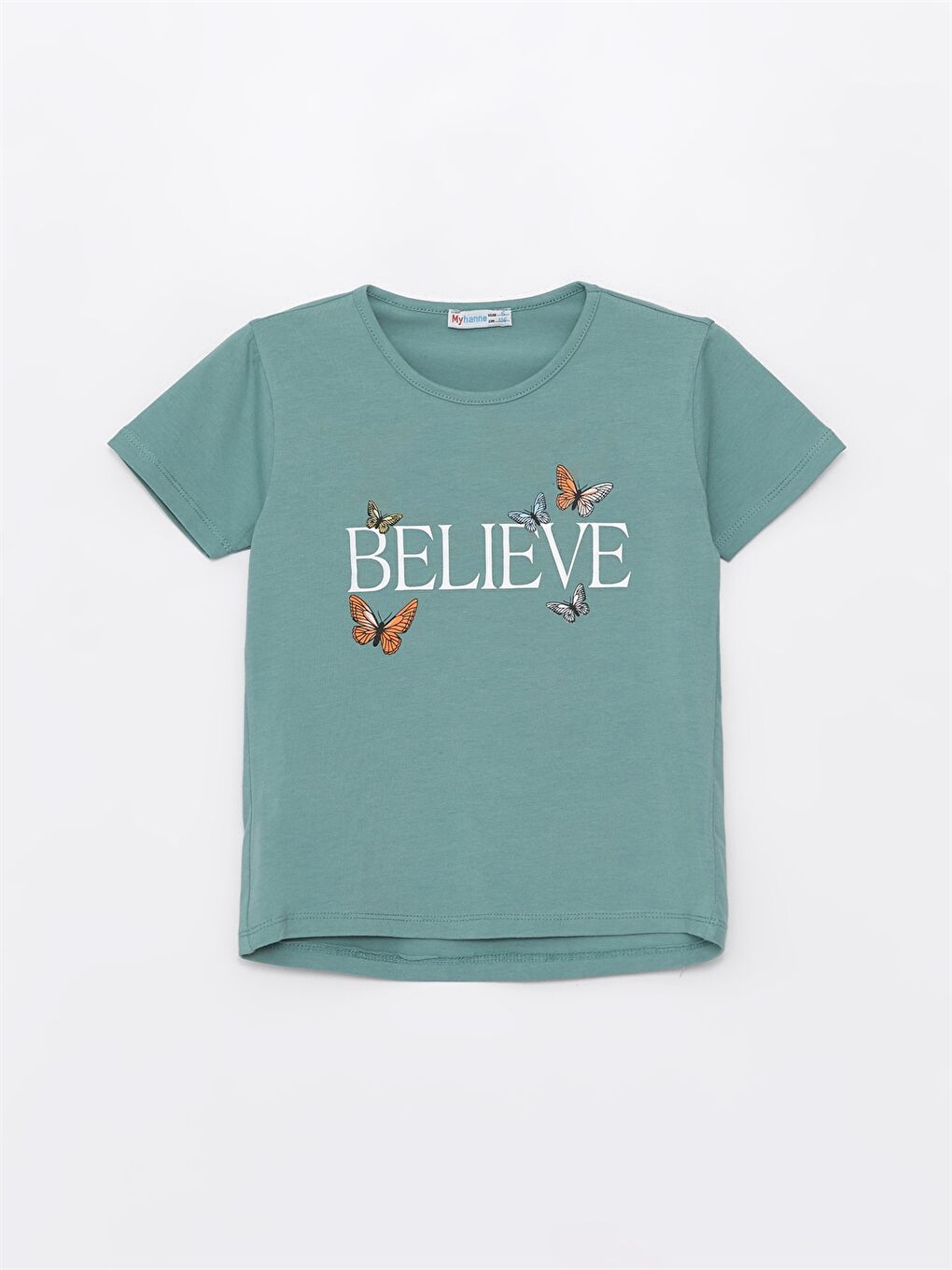 Yeşil Bisiklet Yaka Baskılı Kız Bebek Tişört