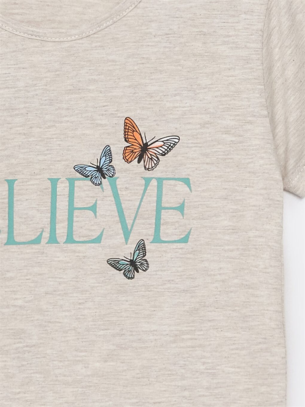 Bej Bisiklet Yaka Baskılı Kız Bebek Tişört-1