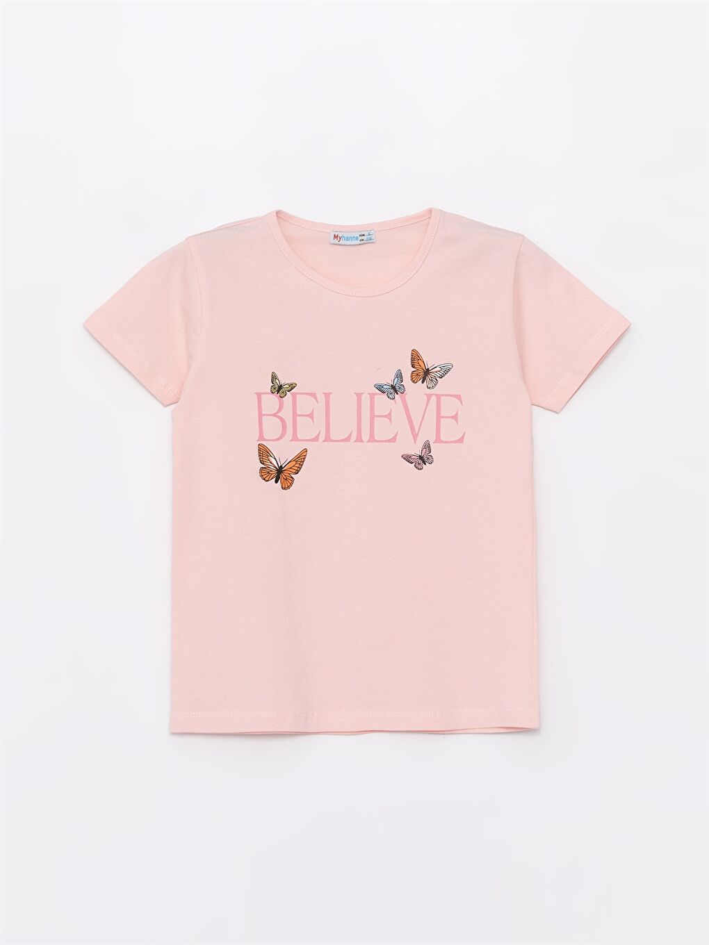 Pembe Bisiklet Yaka Baskılı Kız Bebek Tişört