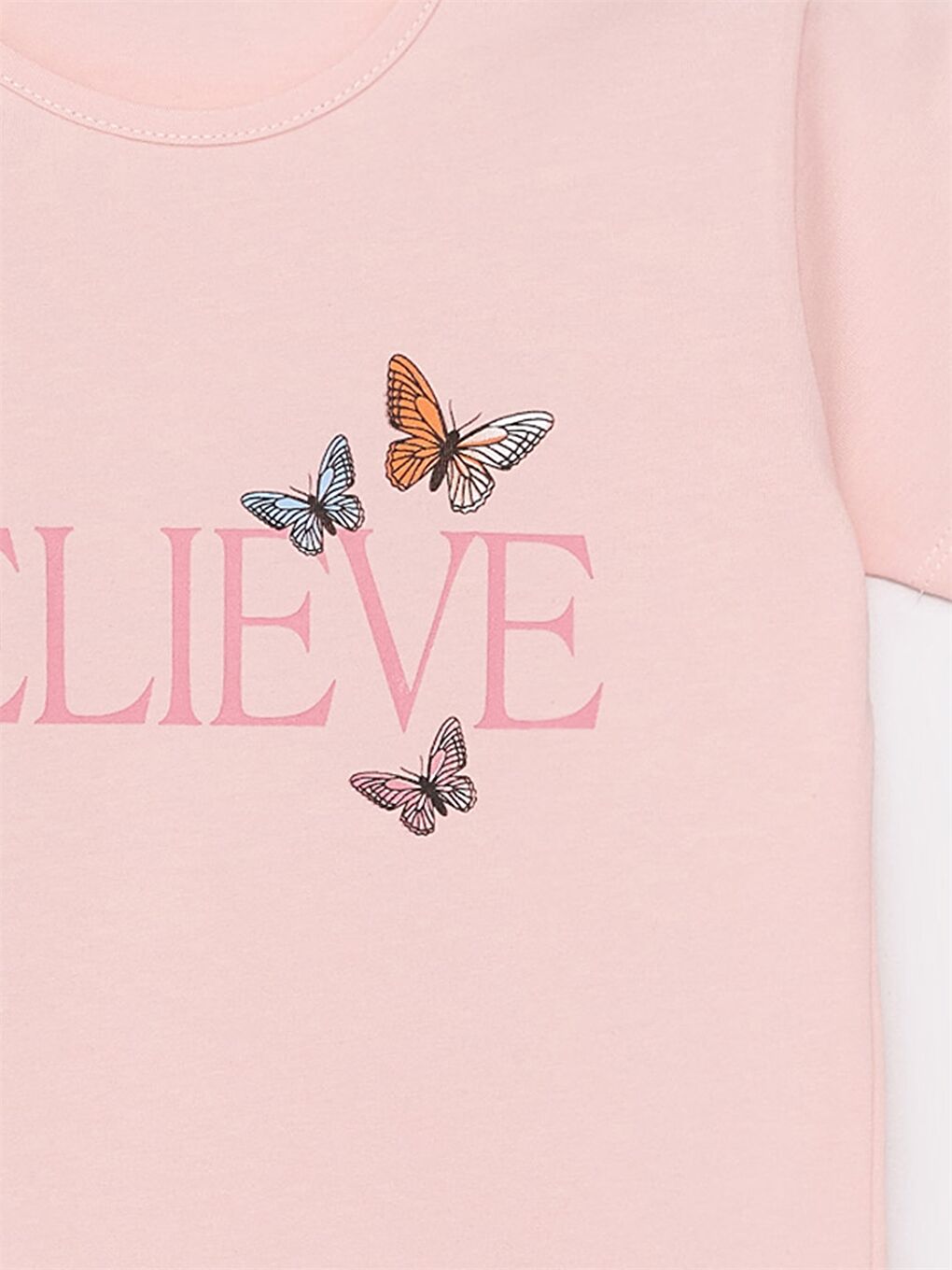 Pembe Bisiklet Yaka Baskılı Kız Bebek Tişört-1