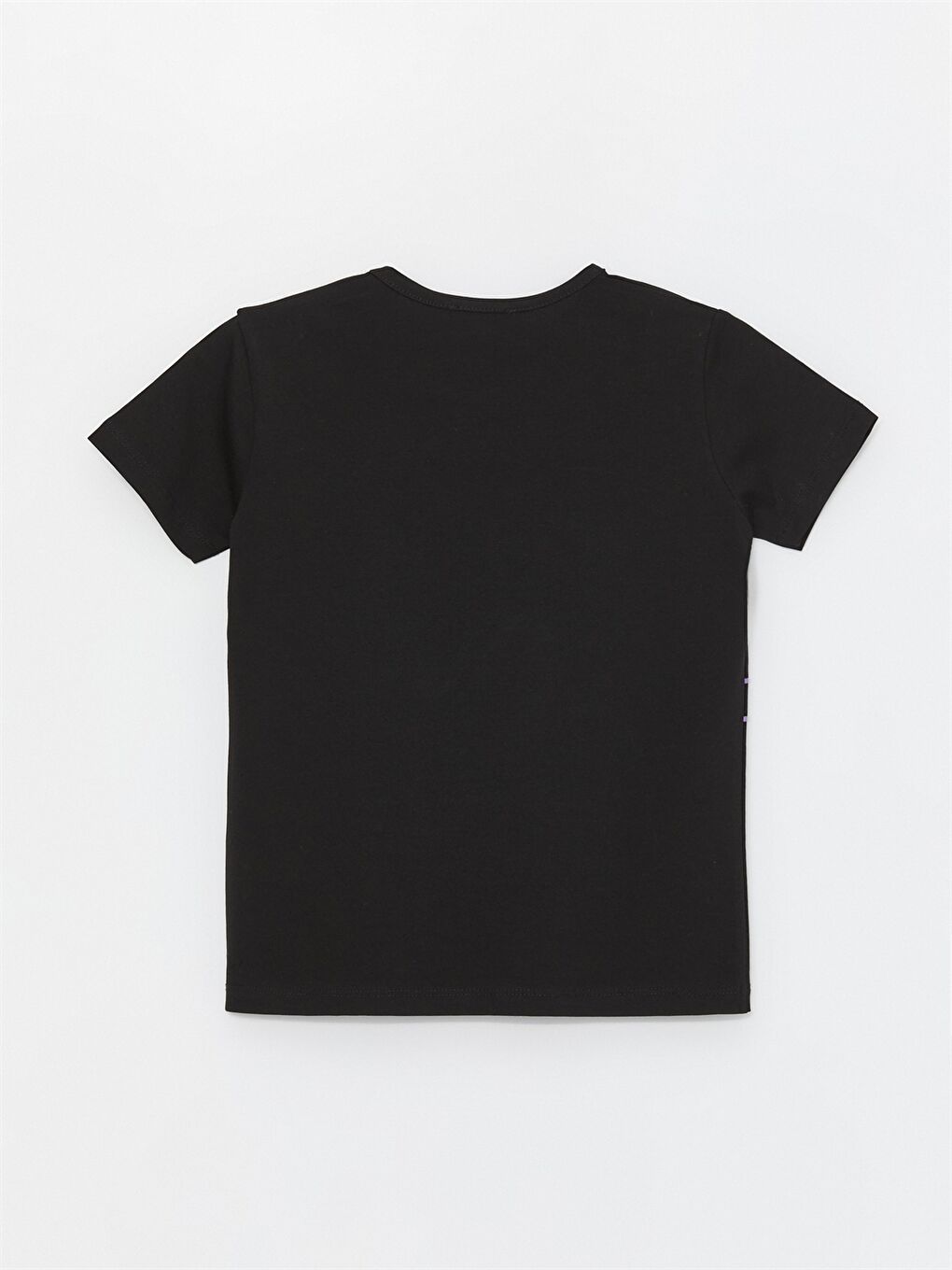 Siyah Bisiklet Yaka Baskılı Kız Çocuk Tişört-2