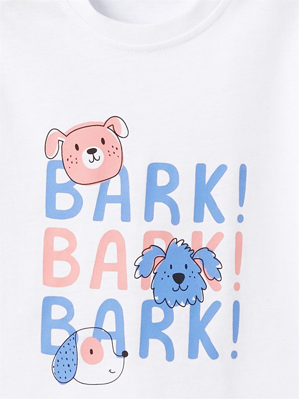 Beyaz Bisiklet Yaka Baskılı Erkek Bebek Tişört-1