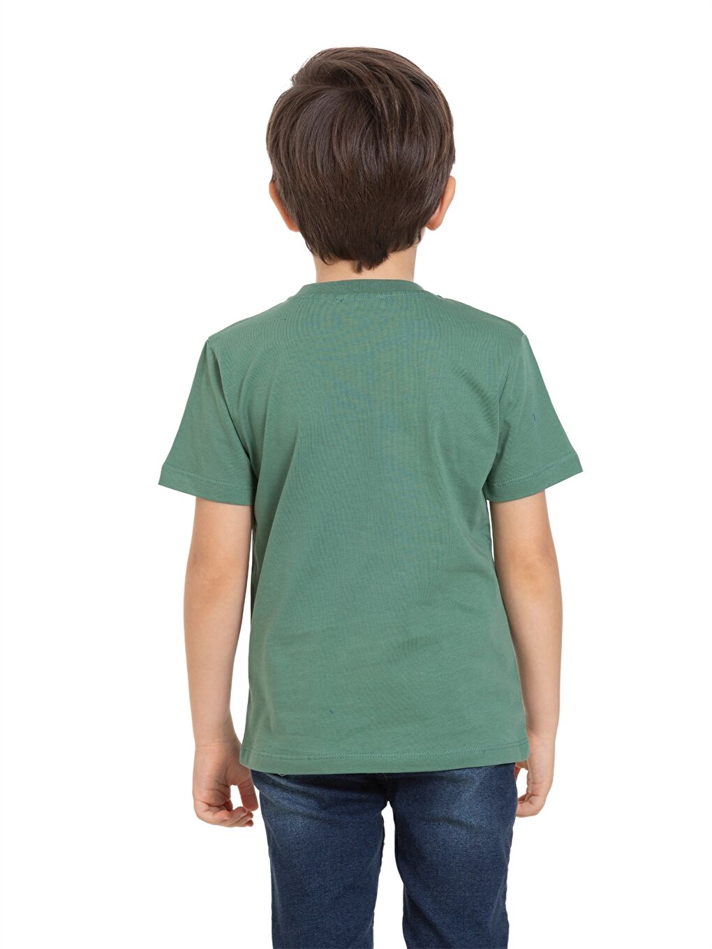 Haki Bisiklet Yaka Baskılı Erkek Çocuk Tişört-3