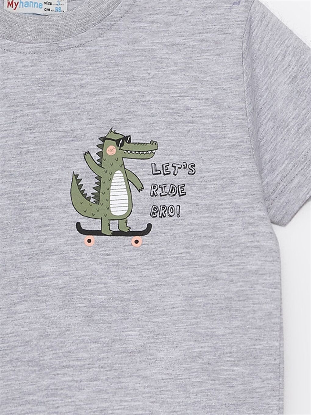 Gri Bisiklet Yaka Erkek Bebek Tişört-1