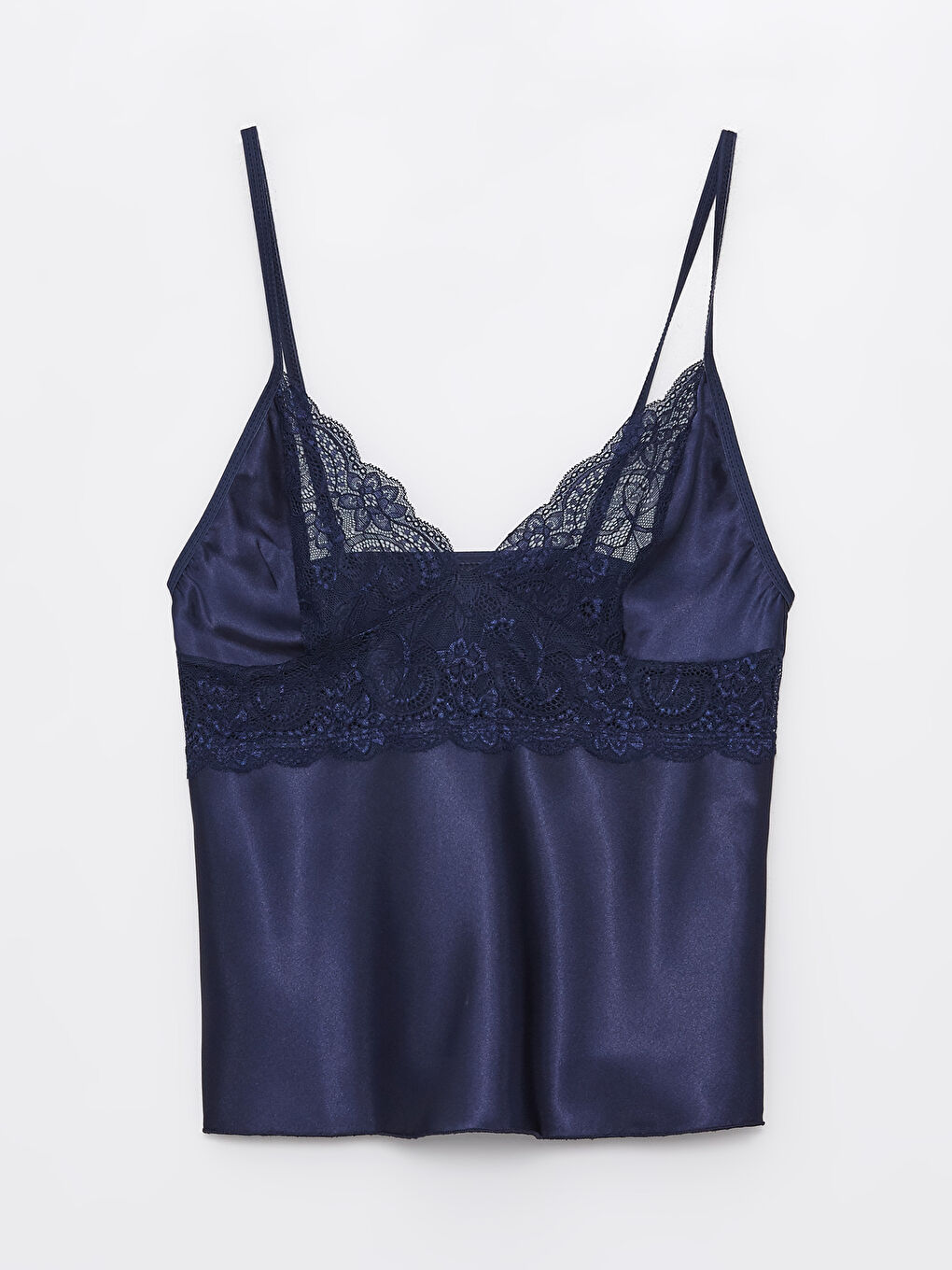 Lacivert Saten Şortlu Kadın Pijama Takımı-1