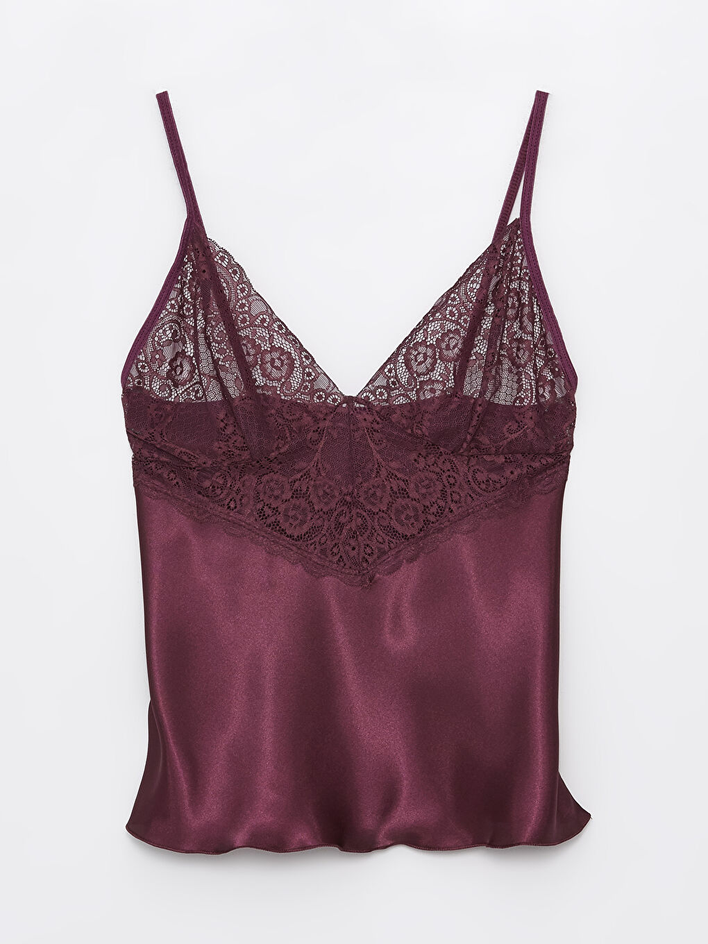 Mürdüm Saten Şortlu Kadın Pijama Takımı-1