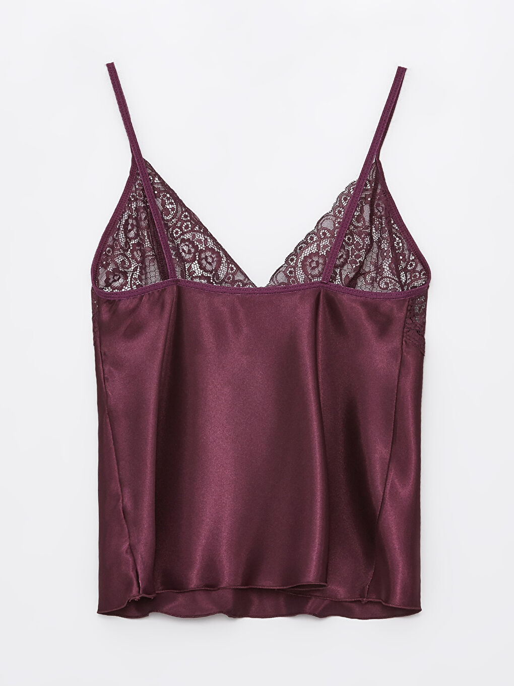 Mürdüm Saten Şortlu Kadın Pijama Takımı-3