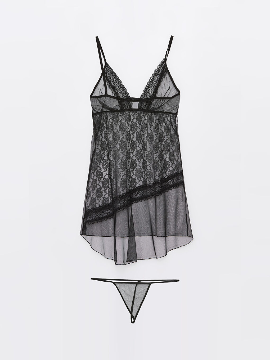 Siyah Askılı Saten Gecelik