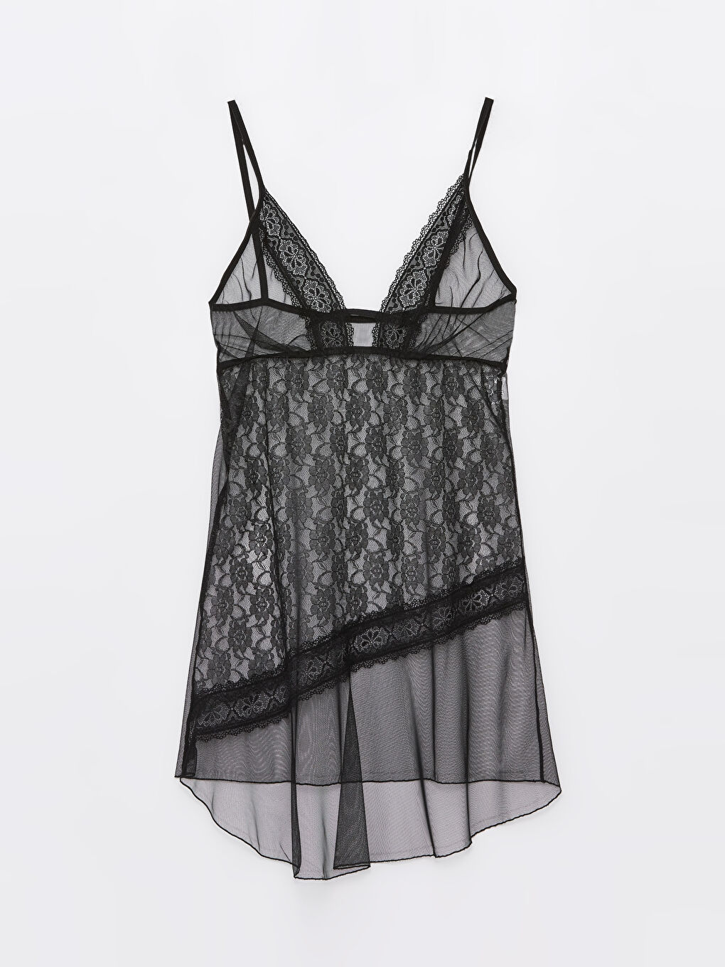 Siyah Askılı Saten Gecelik-1