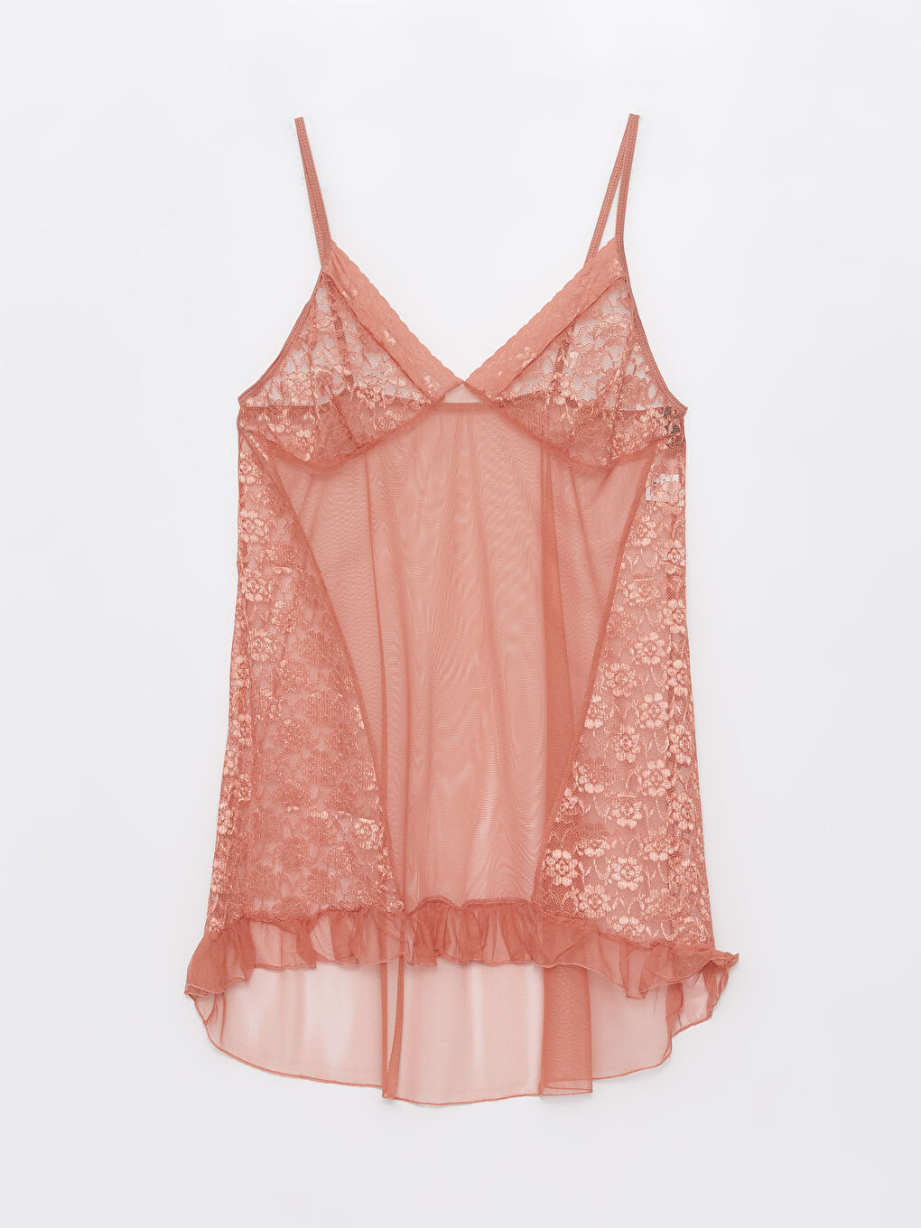 Bej Askılı Saten Gecelik-1