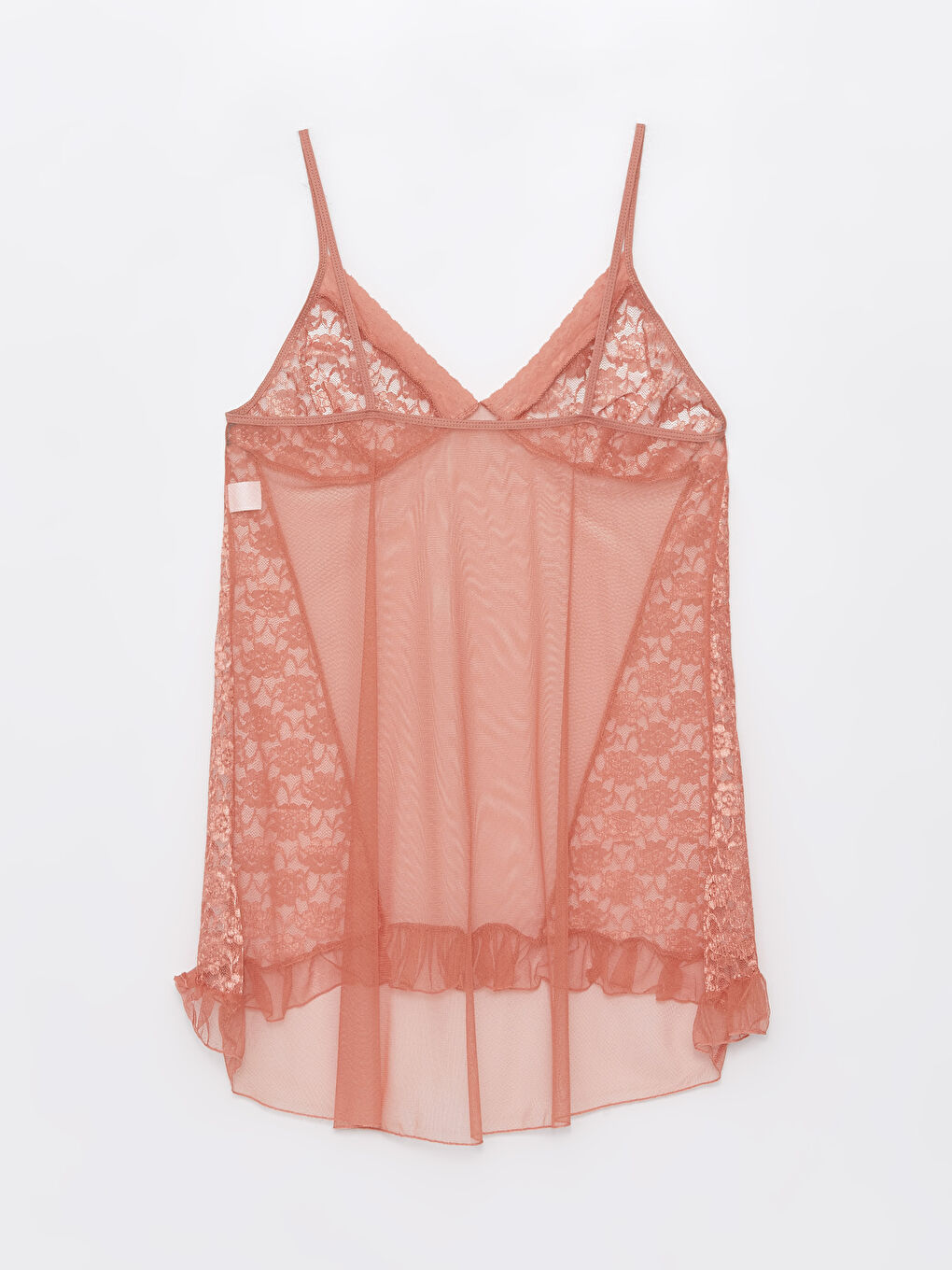 Bej Askılı Saten Gecelik-3