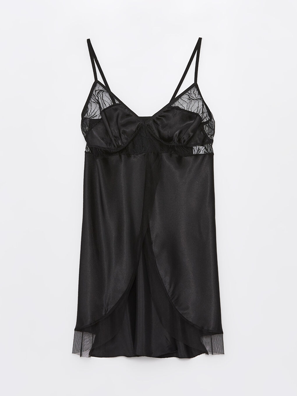 Siyah Askılı Saten Gecelik