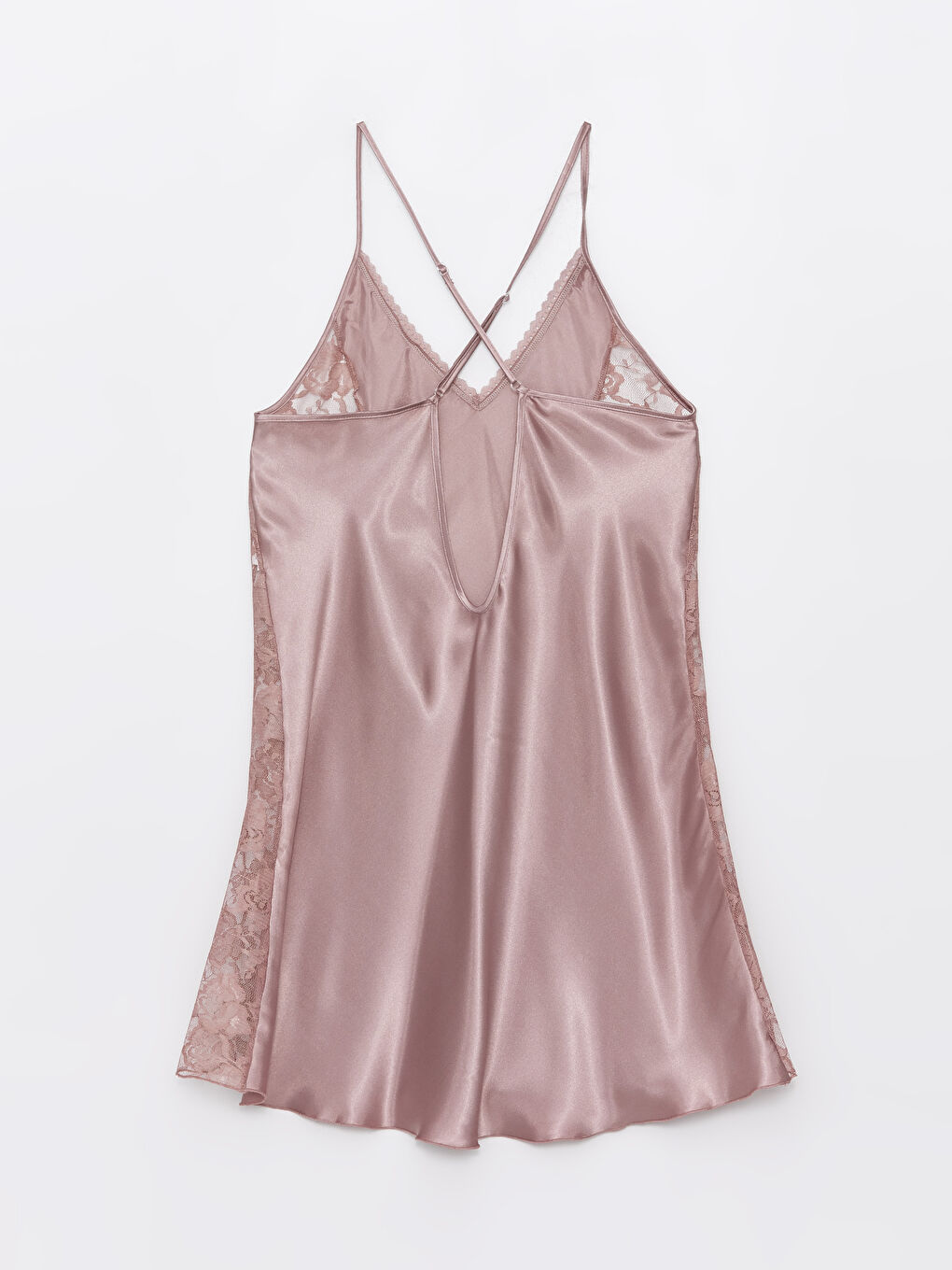 Pembe Askılı Saten Gecelik-1