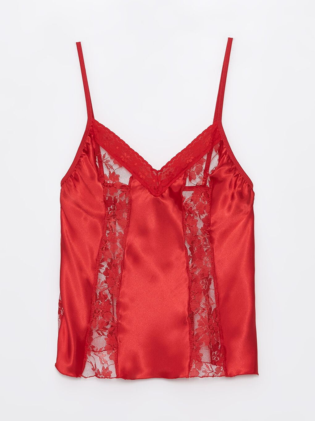 Kırmızı Saten Şortlu Kadın Pijama Takımı-1