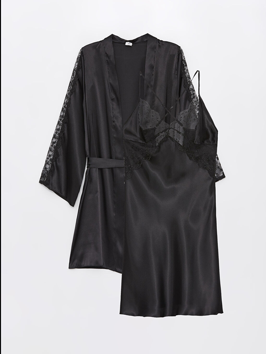 Siyah Kadın Saten Gecelik-1