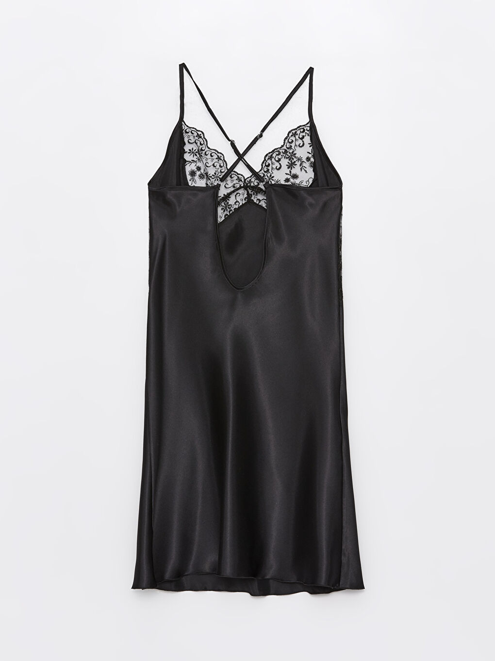 Siyah Kadın Saten Gecelik-5