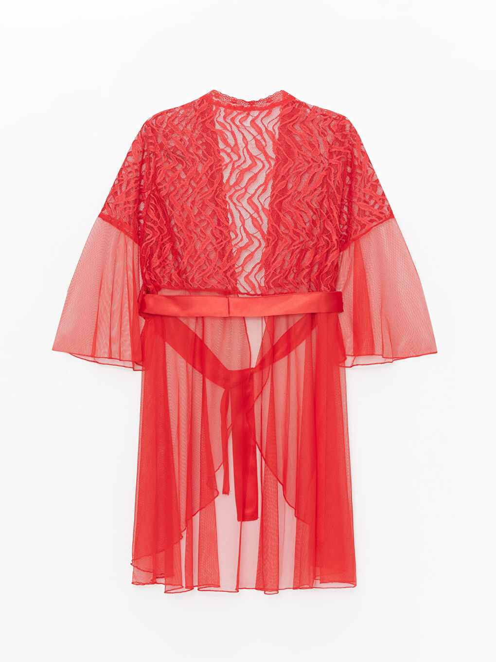 Kırmızı 2'li Saten Kadın Gecelik-1