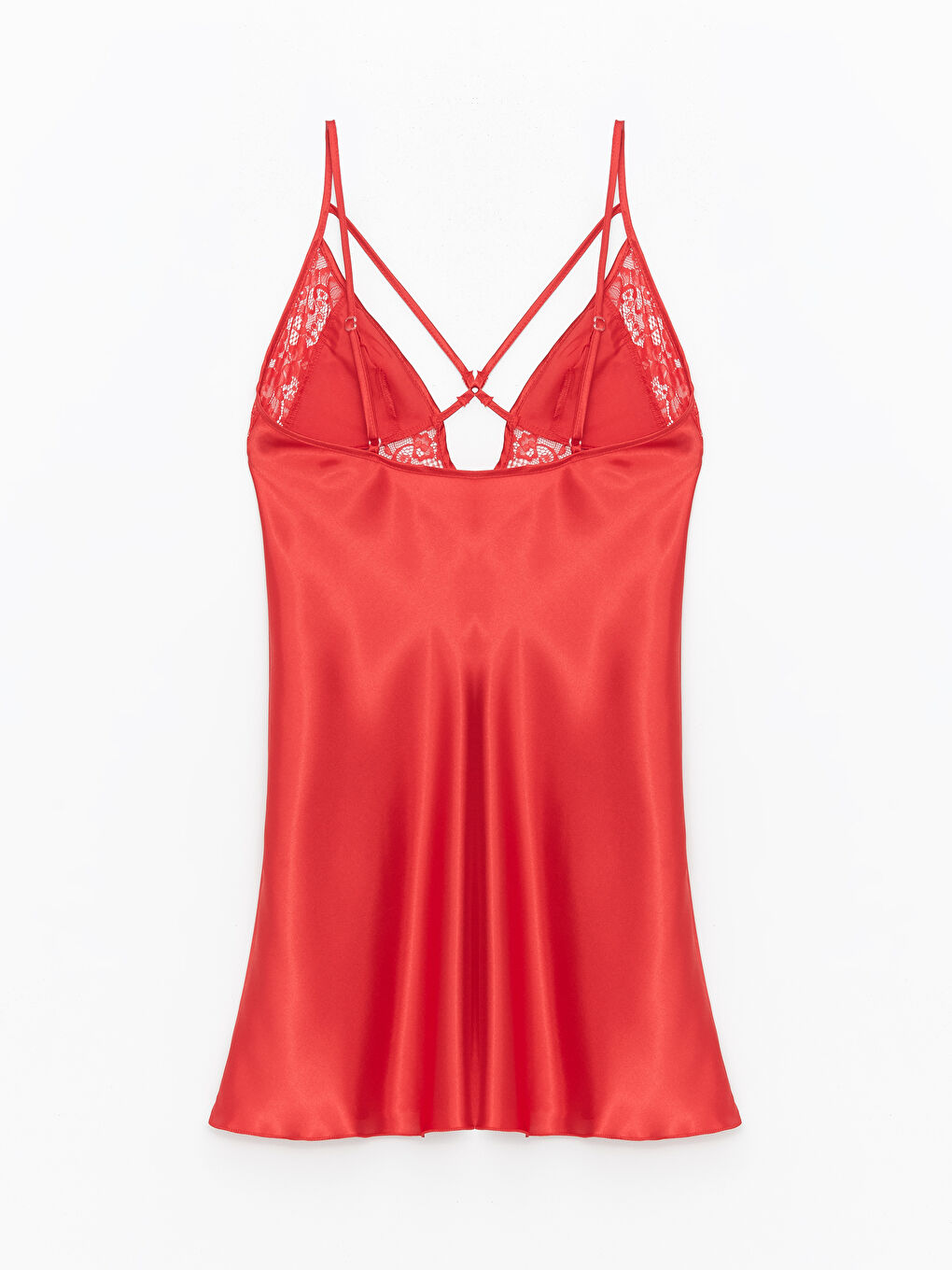 Kırmızı 2'li Saten Kadın Gecelik-3