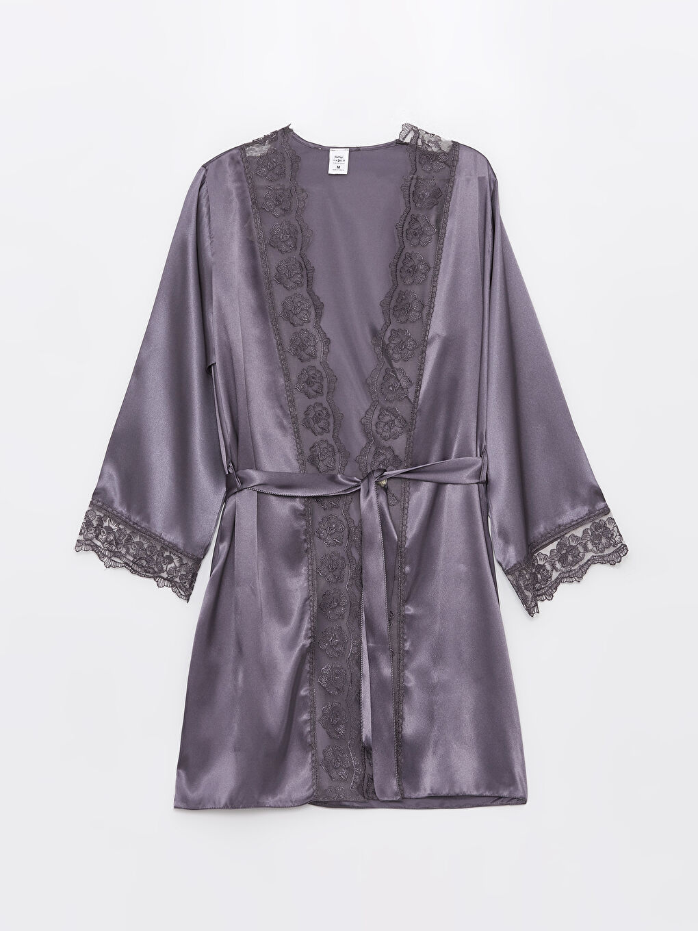 Gri Kadın Saten Gecelik-1