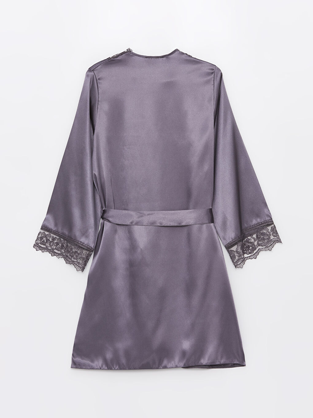 Gri Kadın Saten Gecelik-3