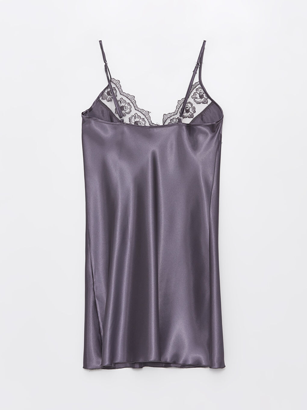 Gri Kadın Saten Gecelik-4