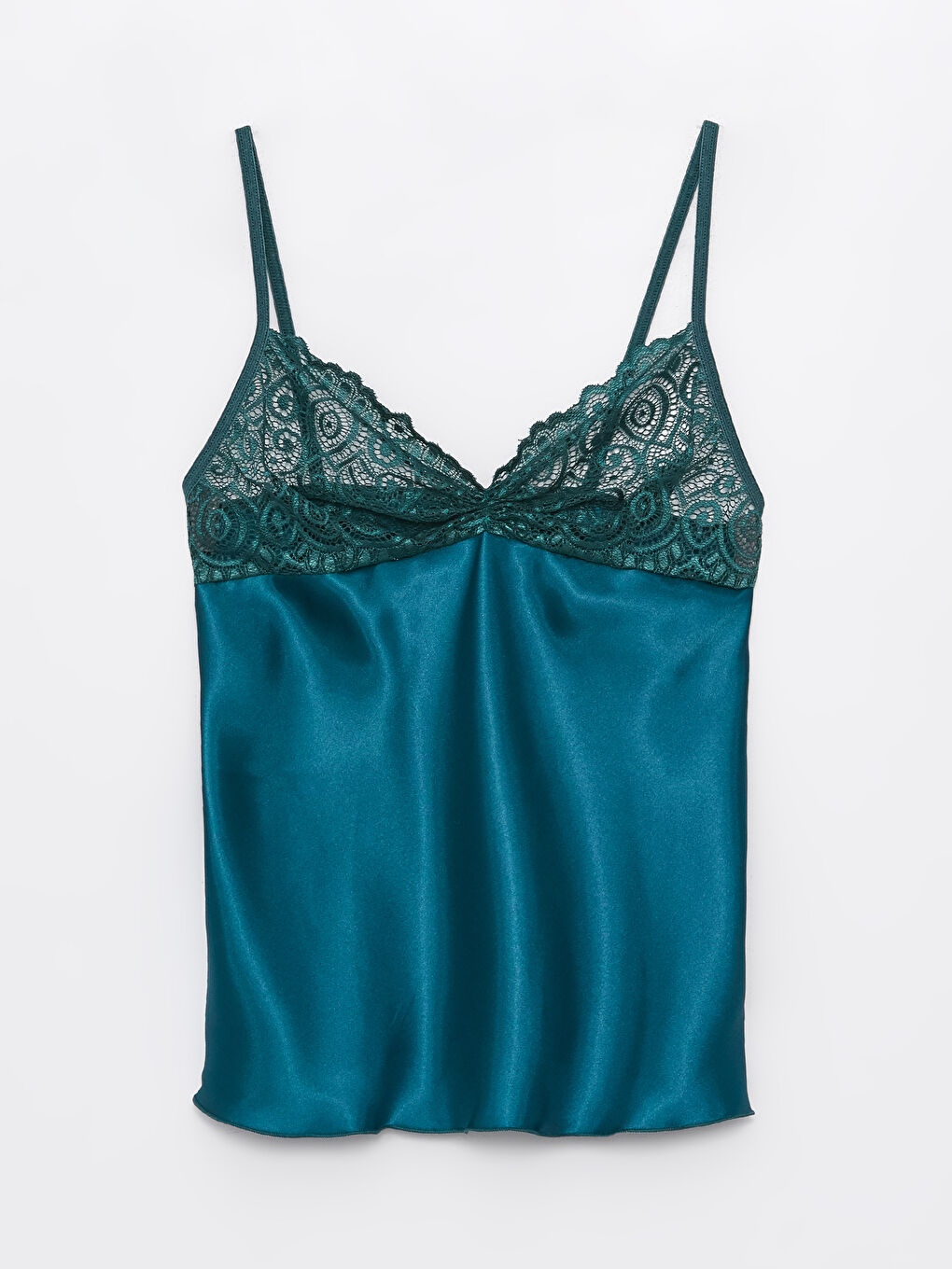 Yeşil Saten Şortlu Kadın Pijama Takımı-1