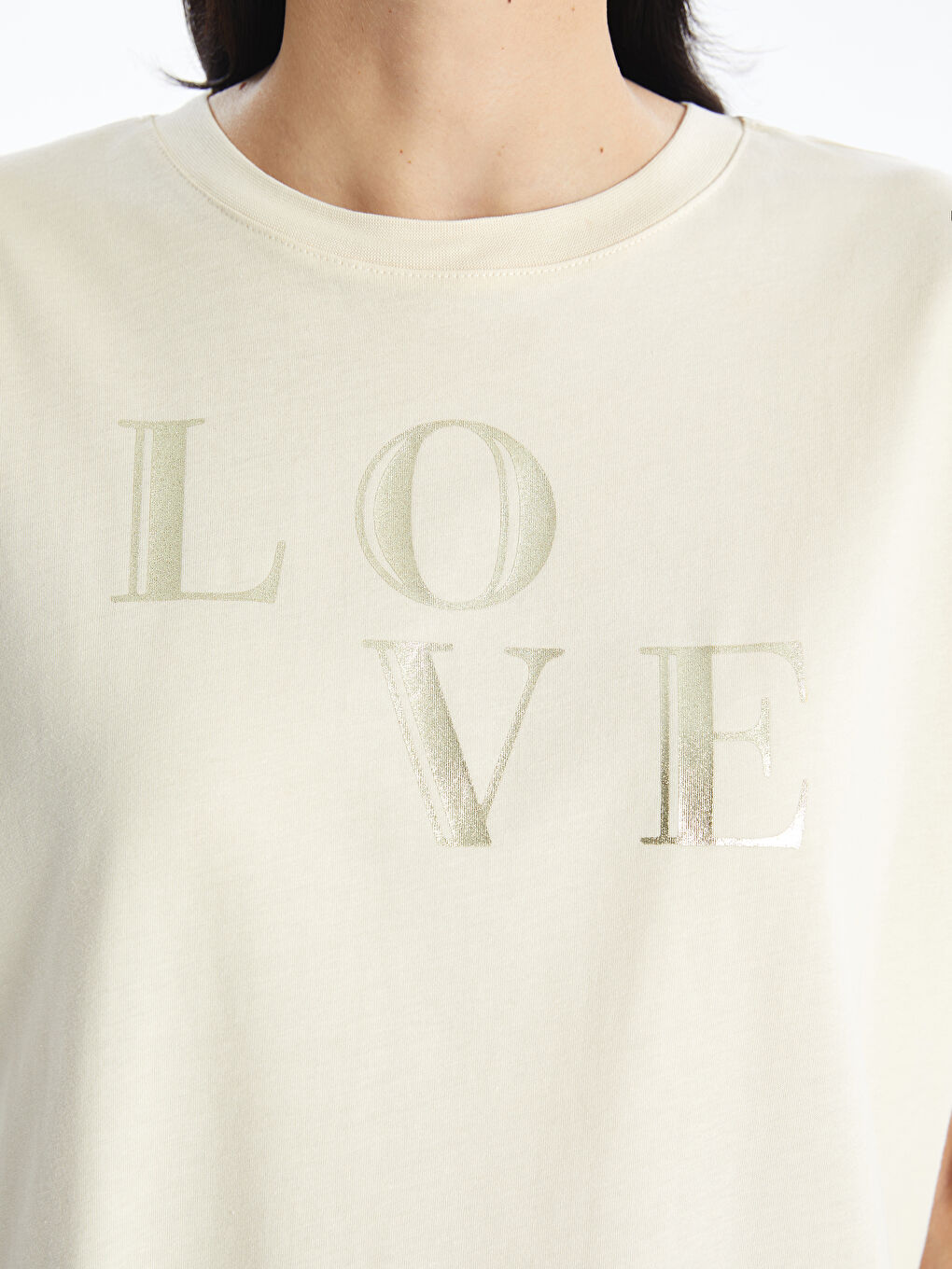 Bej Bisiklet Yaka Baskılı Kadın Tunik-3