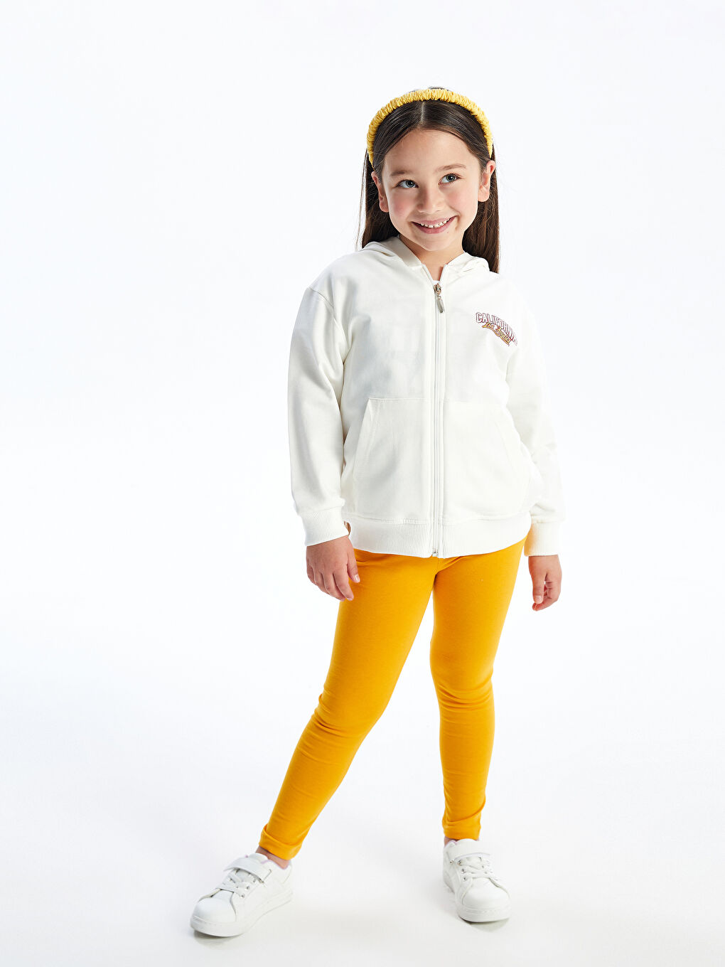 Calimera Kids Ekru Kapüşonlu Kız Çocuk Fermuarlı Sweatshirt - 1