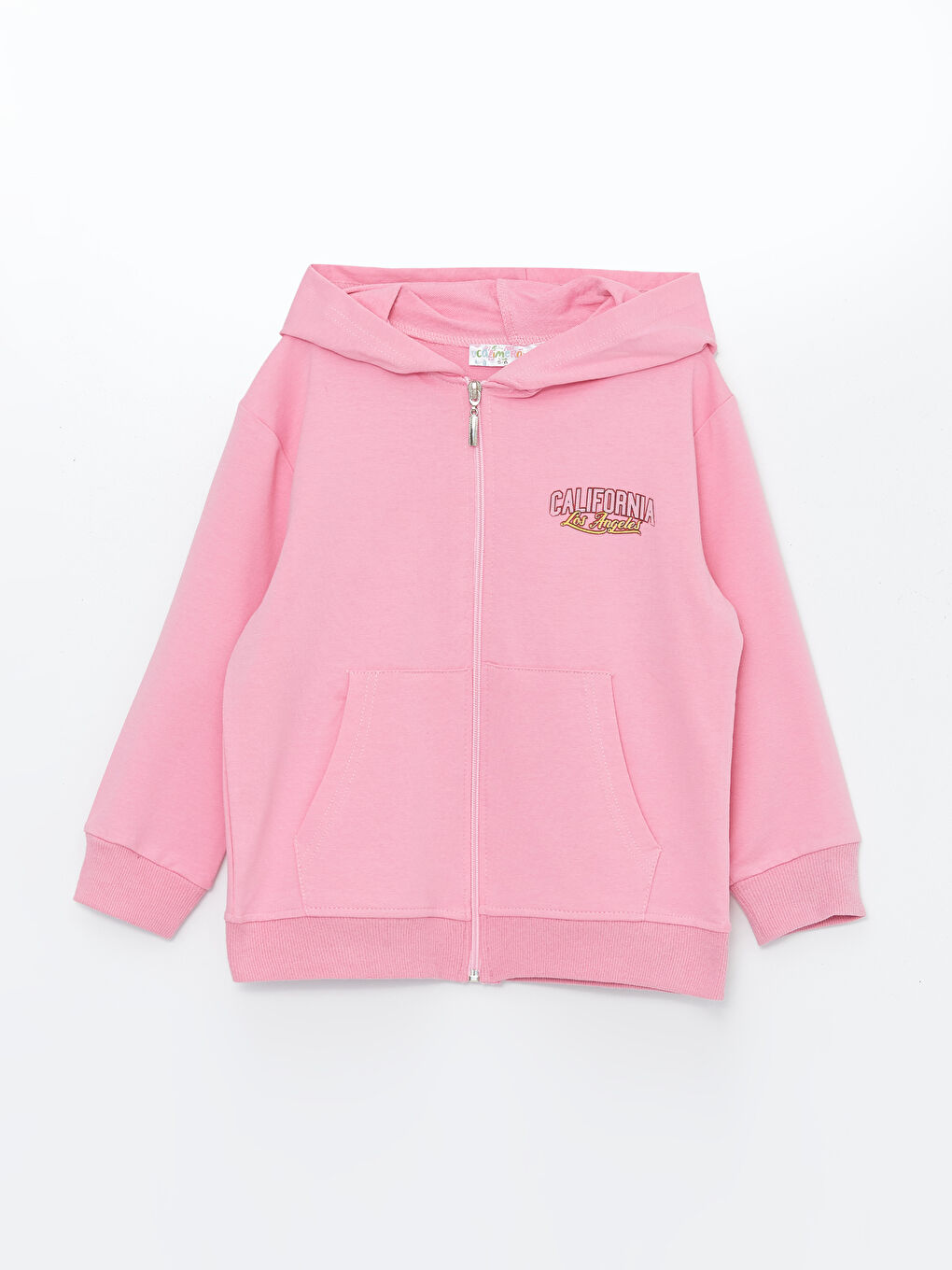 Calimera Kids Pembe Kapüşonlu Kız Çocuk Fermuarlı Sweatshirt