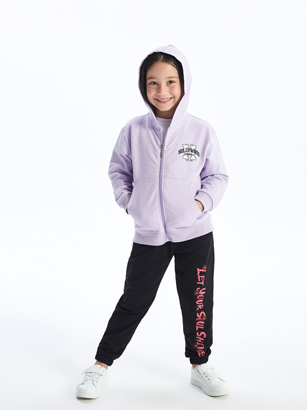 Calimera Kids Lila Kapüşonlu Kız Çocuk Fermuarlı Sweatshirt - 1