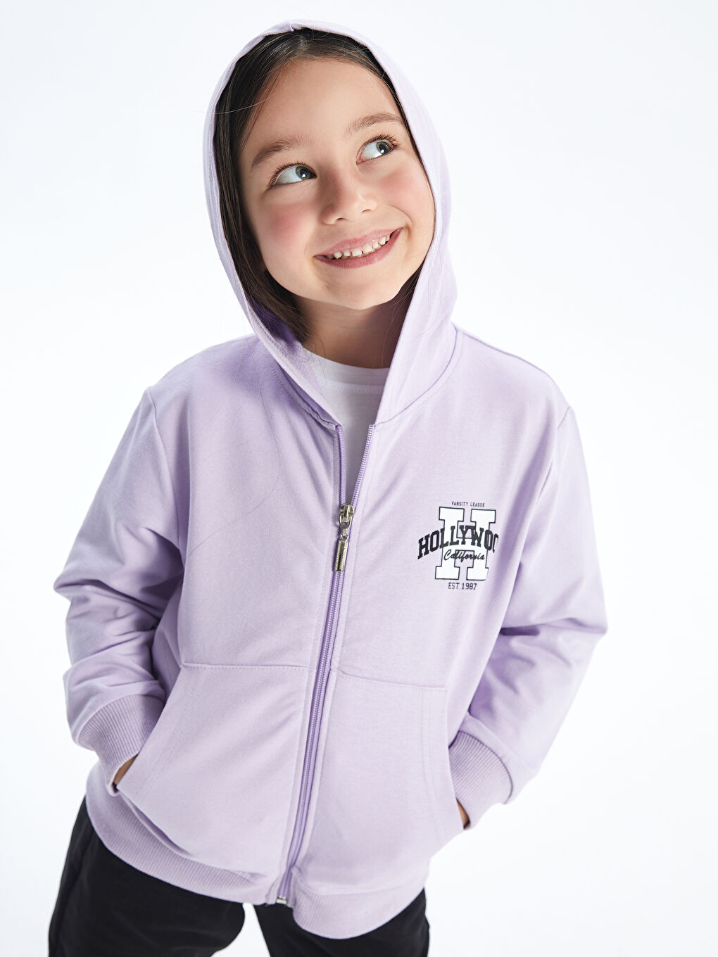 Calimera Kids Lila Kapüşonlu Kız Çocuk Fermuarlı Sweatshirt - 2