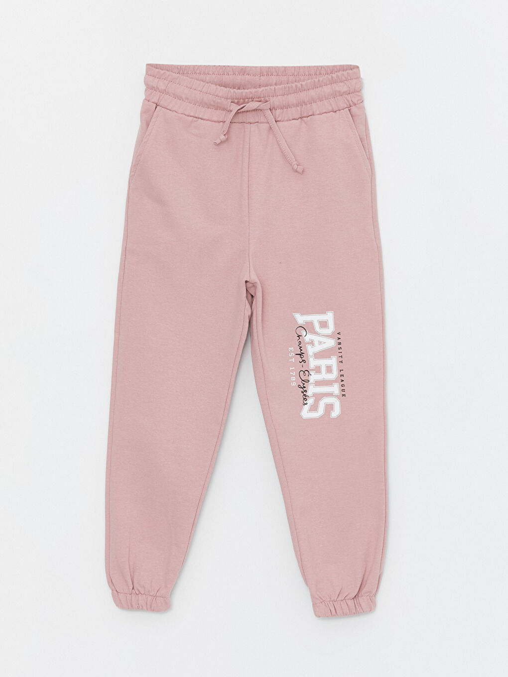 Pembe Beli Lastikli Kız Çocuk Jogger Eşofman Altı