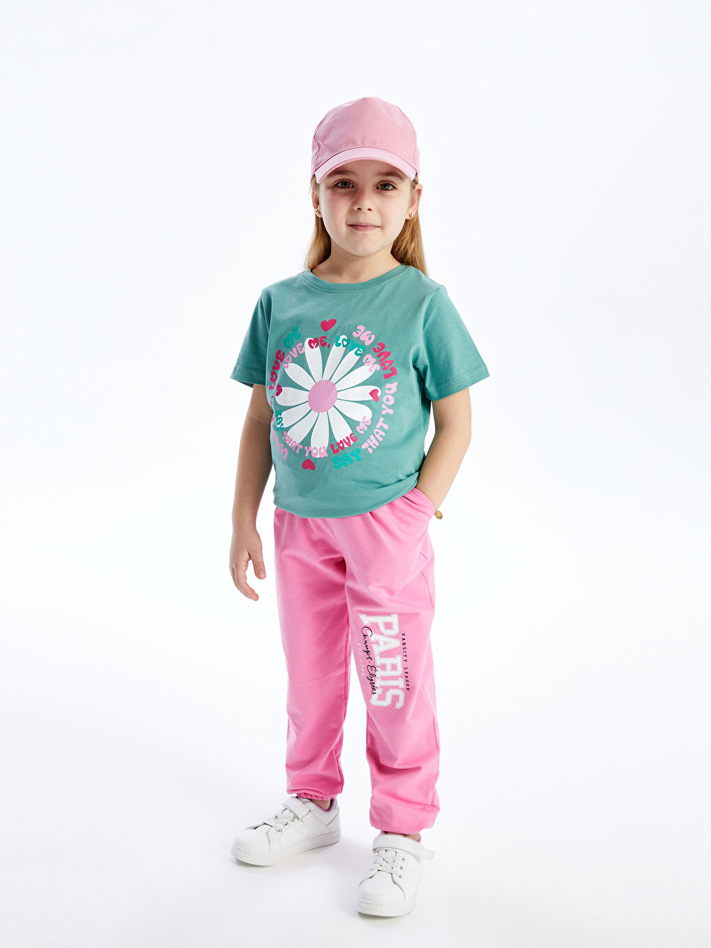 Calimera Kids Pembe Beli Lastikli Kız Çocuk Jogger Eşofman Altı