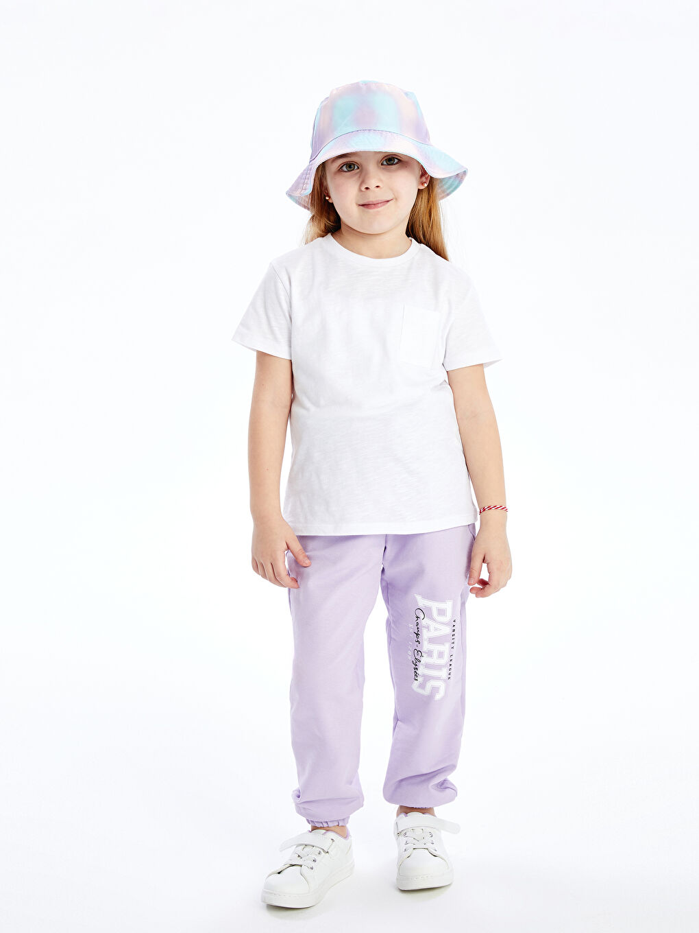 Lila Beli Lastikli Kız Çocuk Jogger Eşofman Altı-1