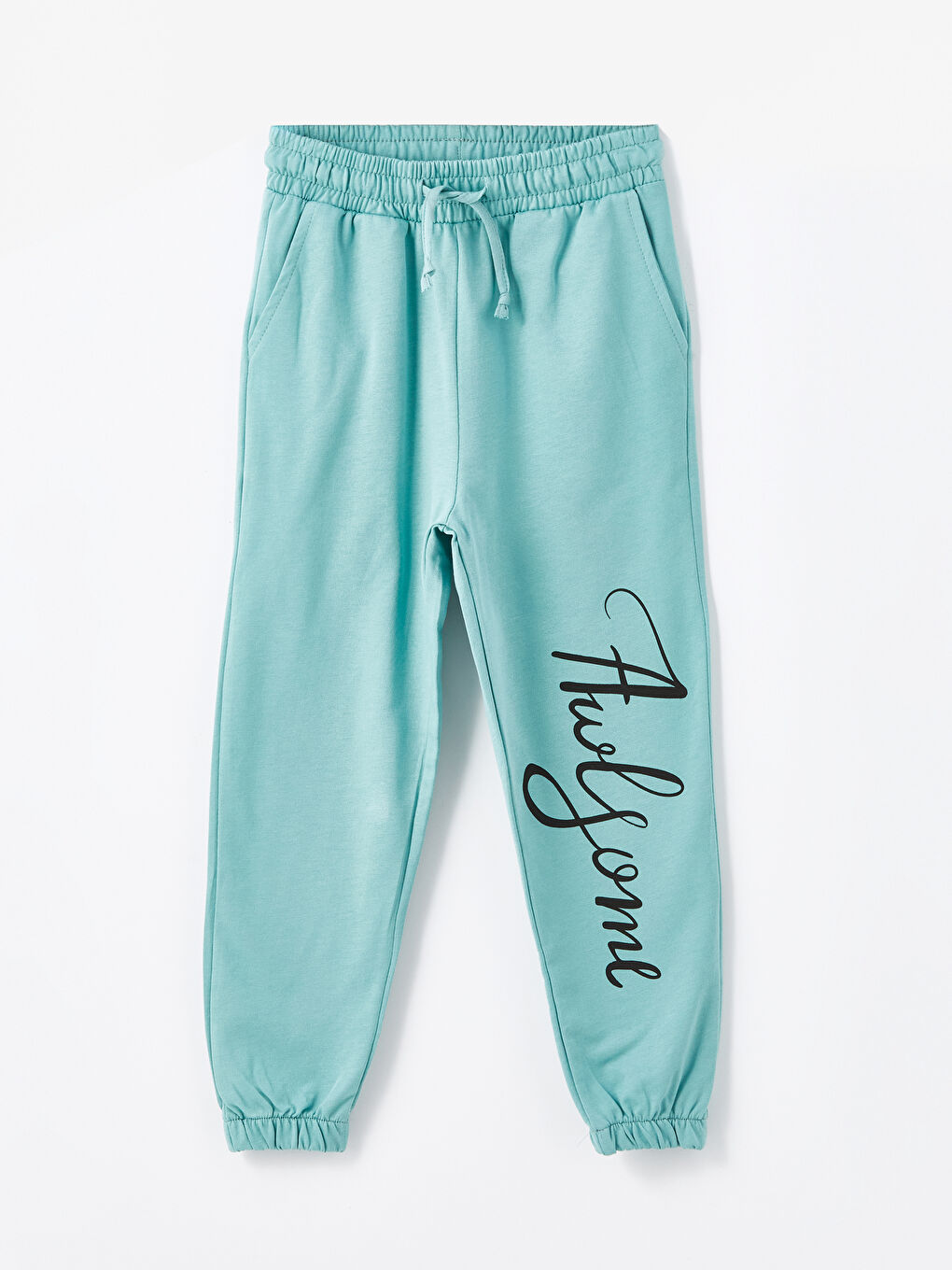 Yeşil Bisiklet Yaka Kız Çocuk Tişört ve Eşofman Altı-2