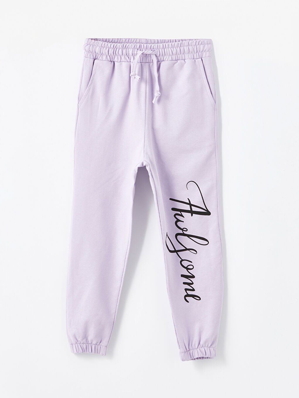 Lila Bisiklet Yaka Kız Çocuk Tişört ve Eşofman Altı-2