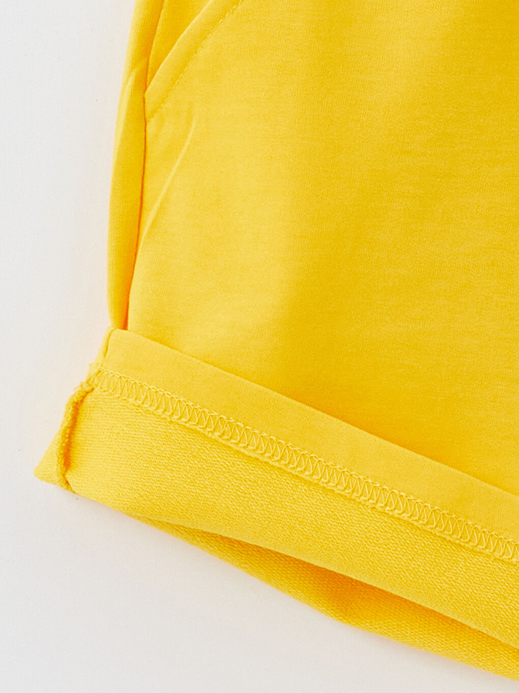 Sarı Bisiklet Yaka Baskılı Kız Çocuk Tişört ve Şort 2'li Takım-5