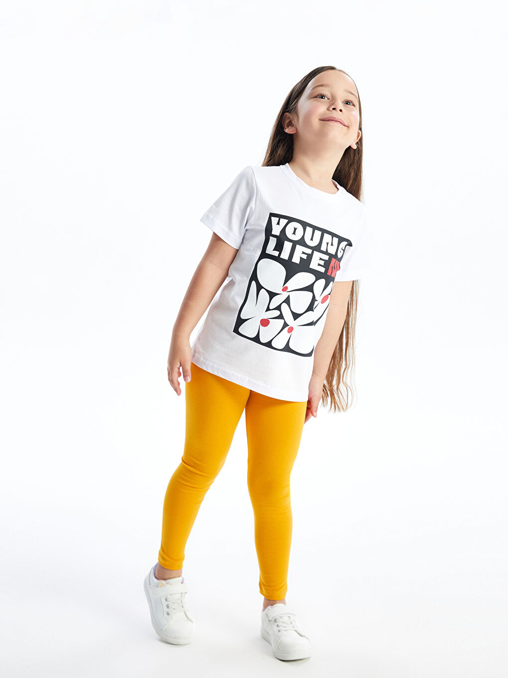 CALİMERA MODA Kahverengi Beli Lastikli Basic Kız Çocuk Tayt