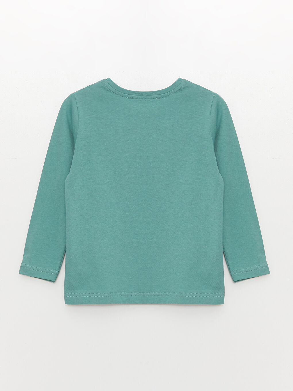 Yeşil Bisiklet Yaka Baskılı Uzun Kollu Kız Çocuk Tişört-1