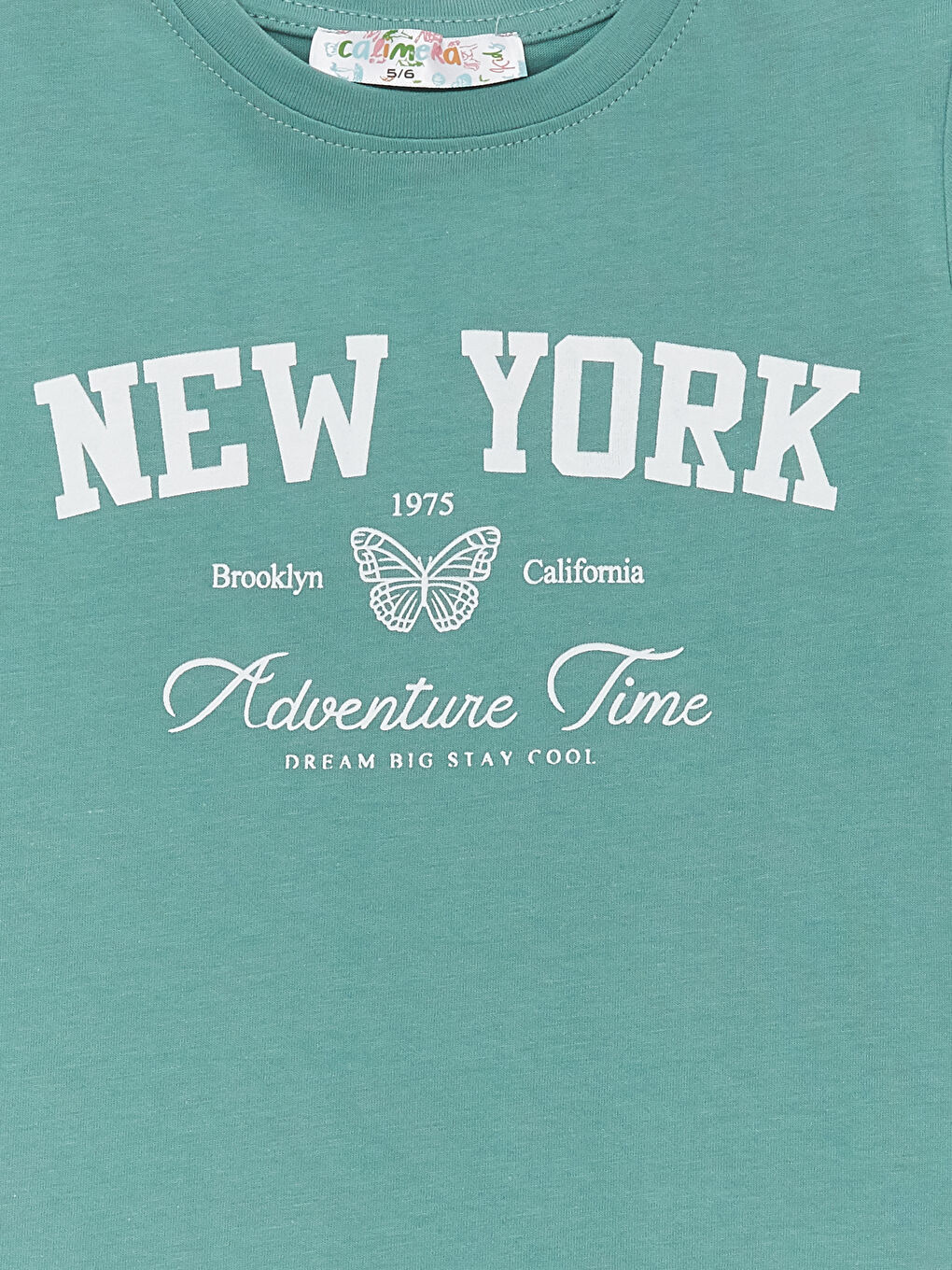 Yeşil Bisiklet Yaka Baskılı Uzun Kollu Kız Çocuk Tişört-2