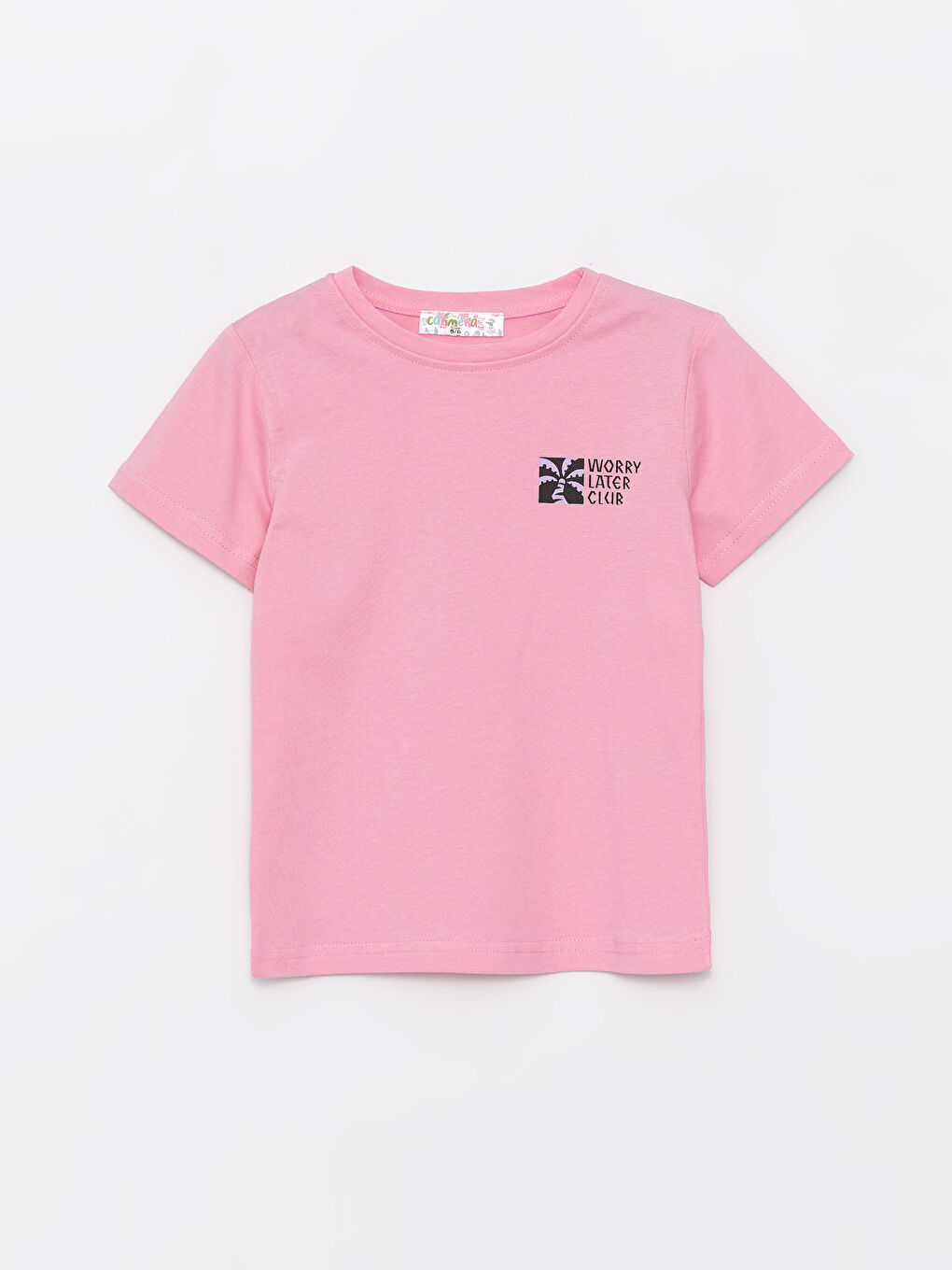 Pembe Bisiklet Yaka Baskılı Kız Çocuk Tişört-3