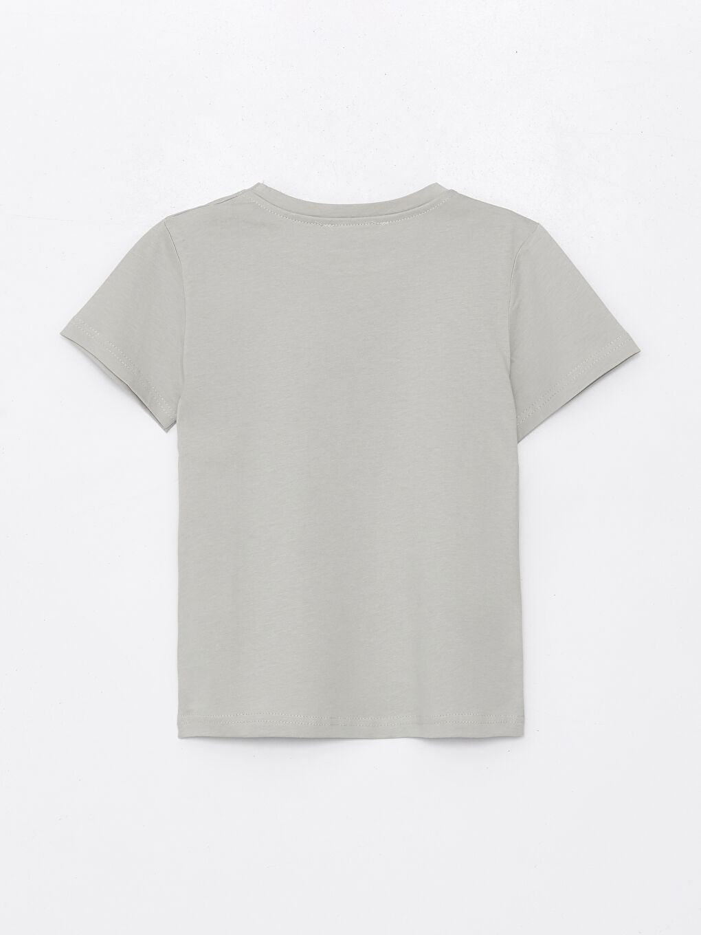 Gri Bisiklet Yaka Baskılı Kız Çocuk Tişört-1