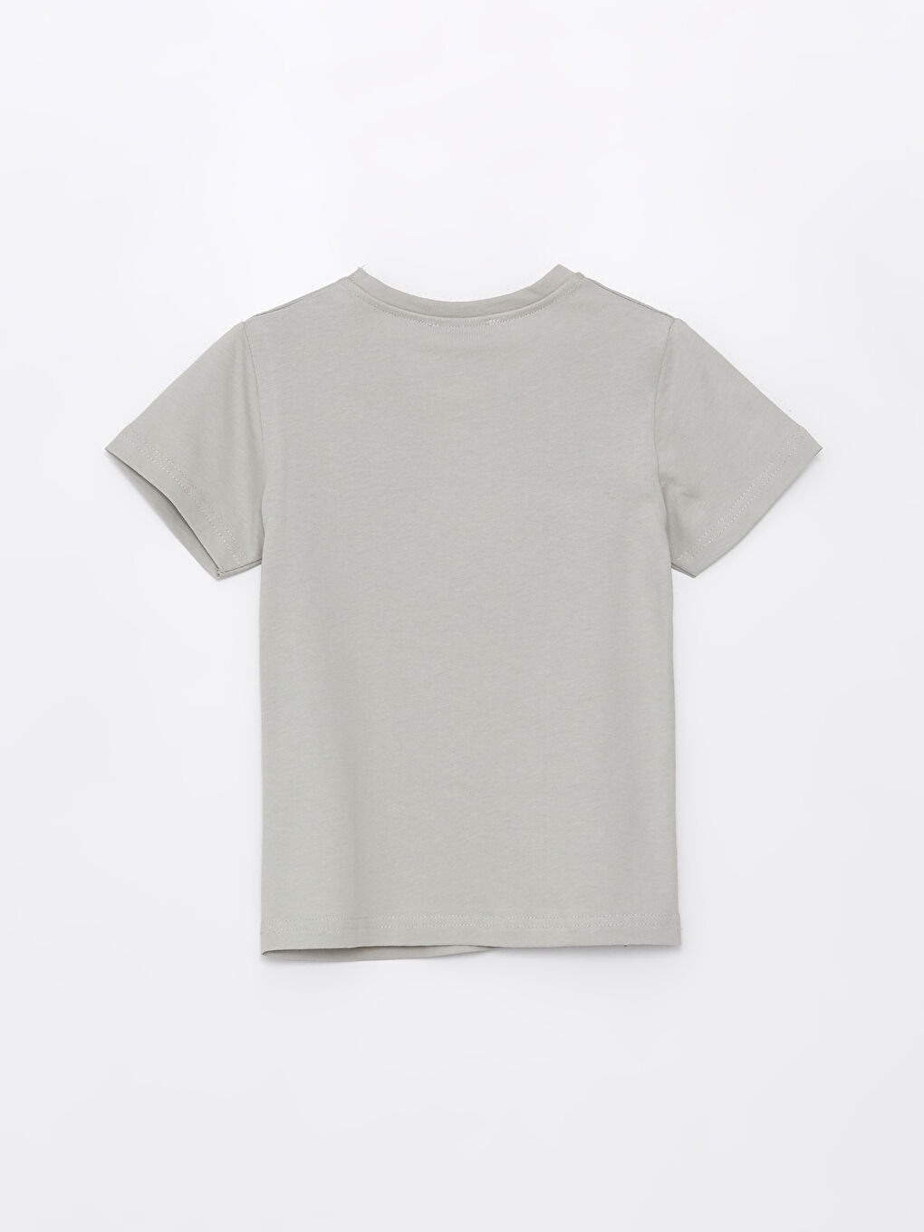 Gri Bisiklet Yaka Baskılı Kız Çocuk Tişört-1