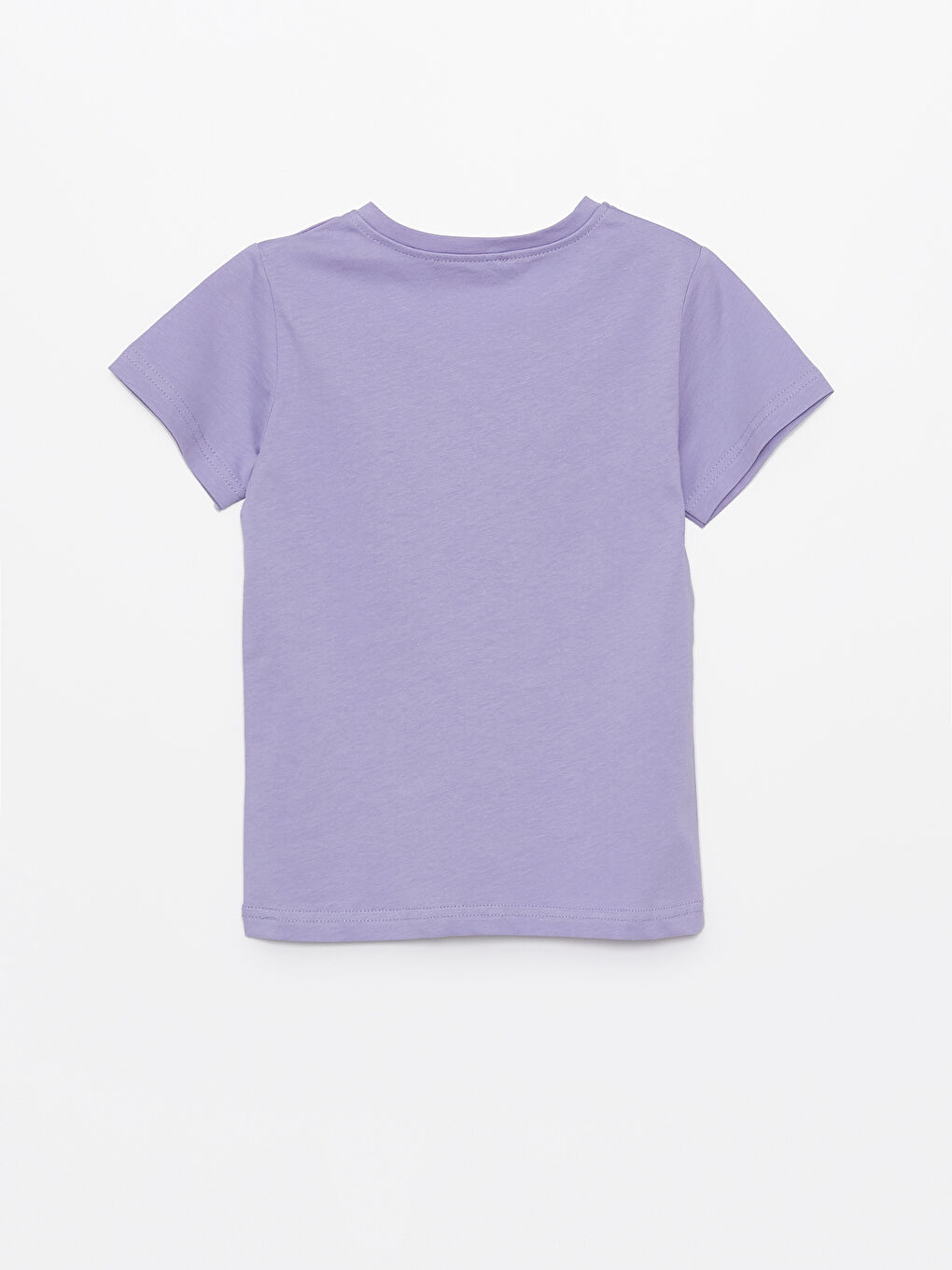 Lila Bisiklet Yaka Baskılı Kız Çocuk Tişört-1